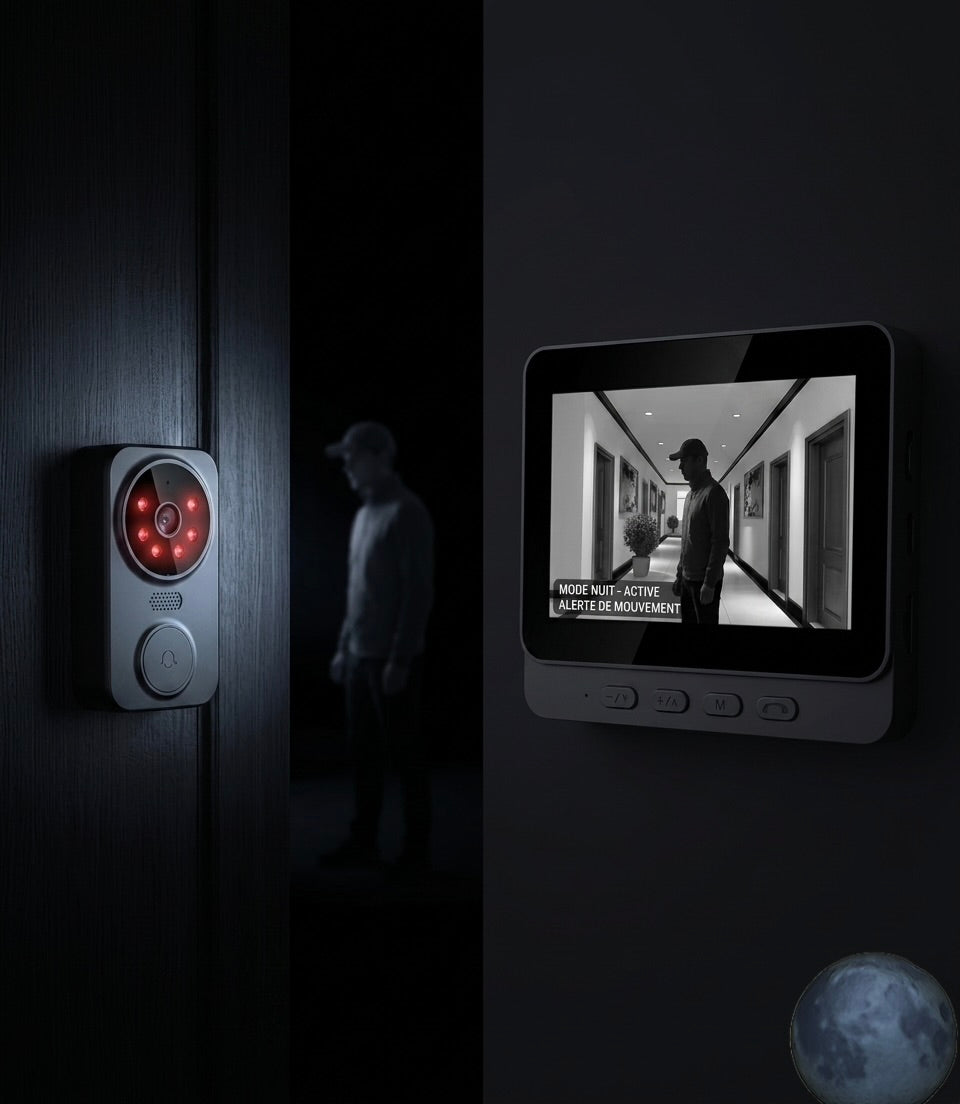 “SafeView Smart Doorbell - Sonnette Vidéo HD avec WiFi, Vision Nocturne et Détection de Mouvement